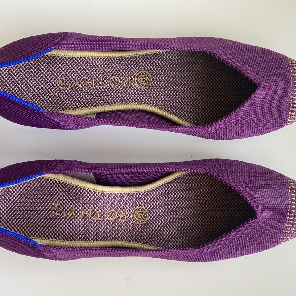 Rothy's The Point in purple and yellow/gold